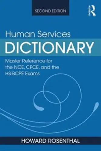 A book cover with swirls and the words human services dictionary.