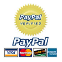 A paypal verified logo with several credit cards.